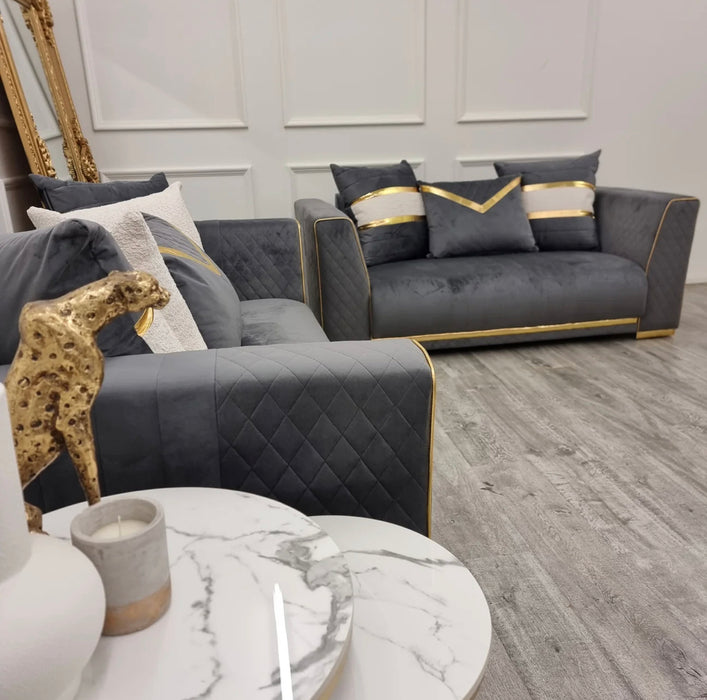 Gold and deals grey sofa