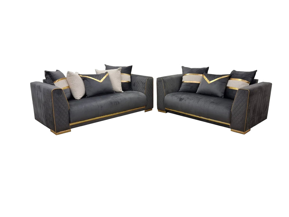 Empire 3 & 2 Seater Sofa Set - Gold