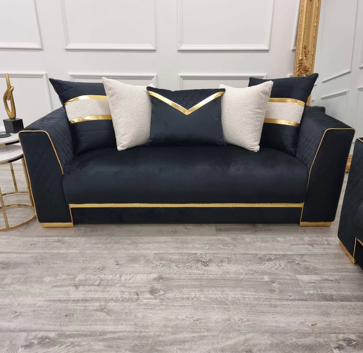 Empire 3 & 2 Seater Sofa Set - Gold