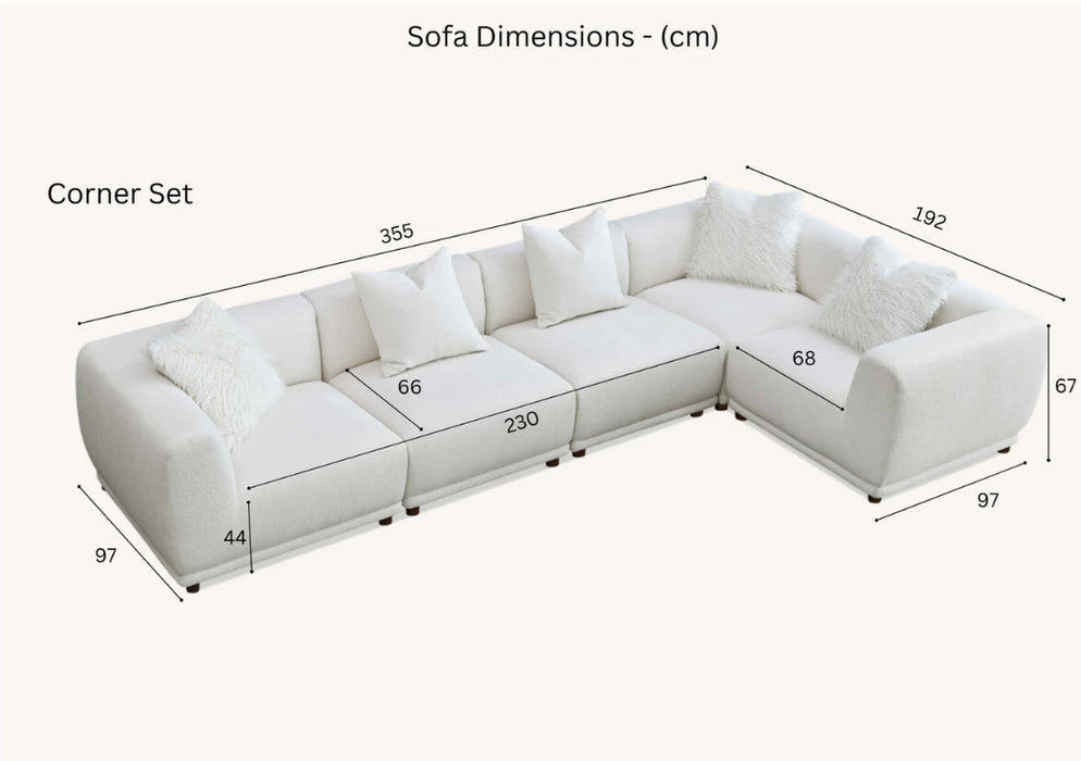 Aluxo Lottie Modular Corner Group in Polar Boucle