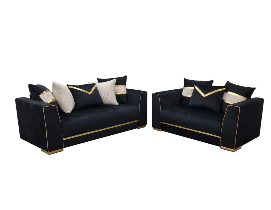 Empire 3 & 2 Seater Sofa Set - Gold