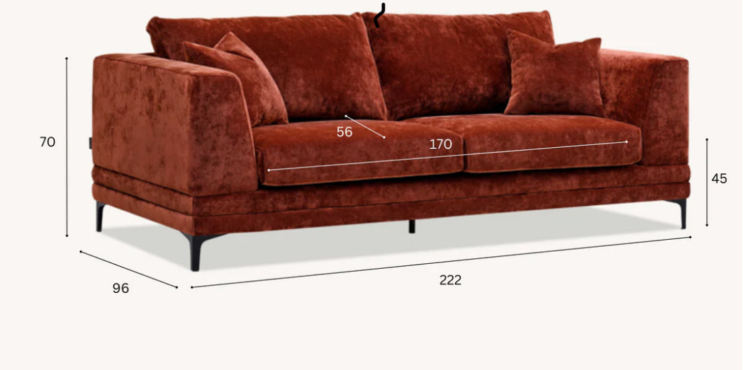 Aluxo Lenox Sofa Range in Rust Velvet