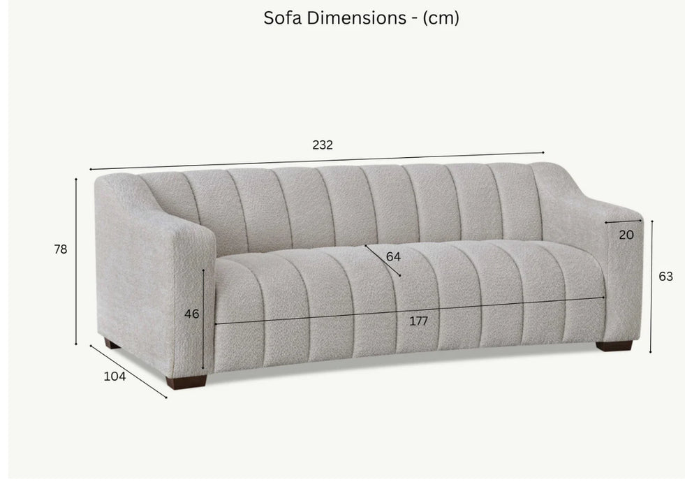 Aluxo Astoria 3 Seater Sofa in Oatmeal Boucle Fabric