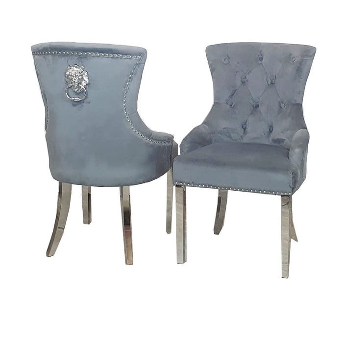 Megan Dining Chair ALL COLOURS Plain Back/Lion Knocker