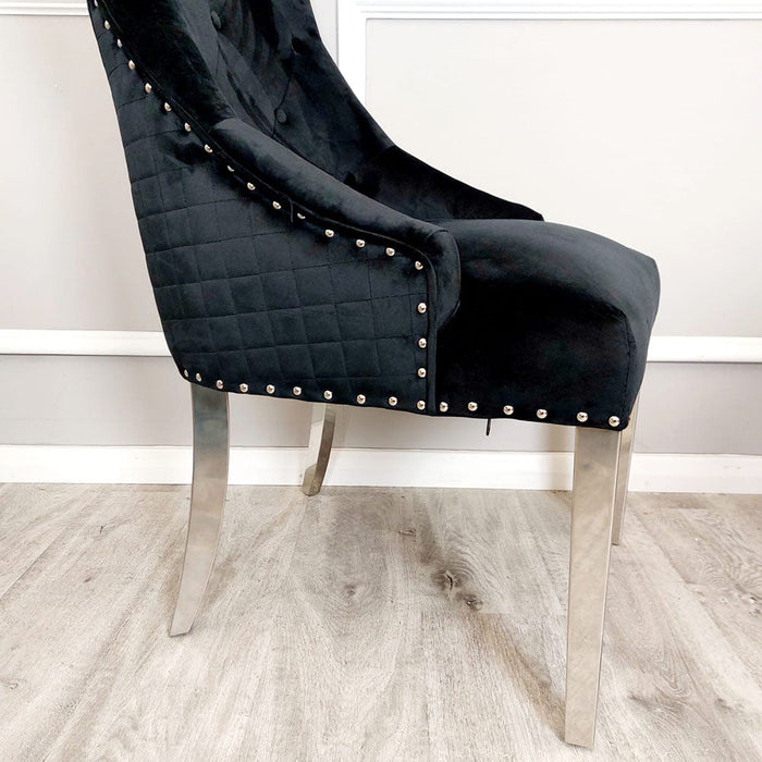 Bentley Dining Chair ALL COLOURS with Lion Knocker & Quilted Back