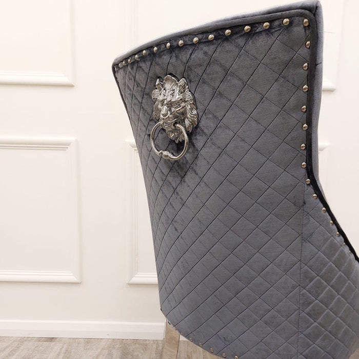 Bentley Dining Chair ALL COLOURS with Lion Knocker & Quilted Back