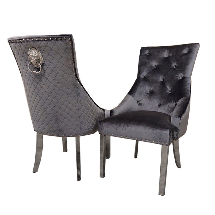 Bentley Dining Chair ALL COLOURS with Lion Knocker & Quilted Back