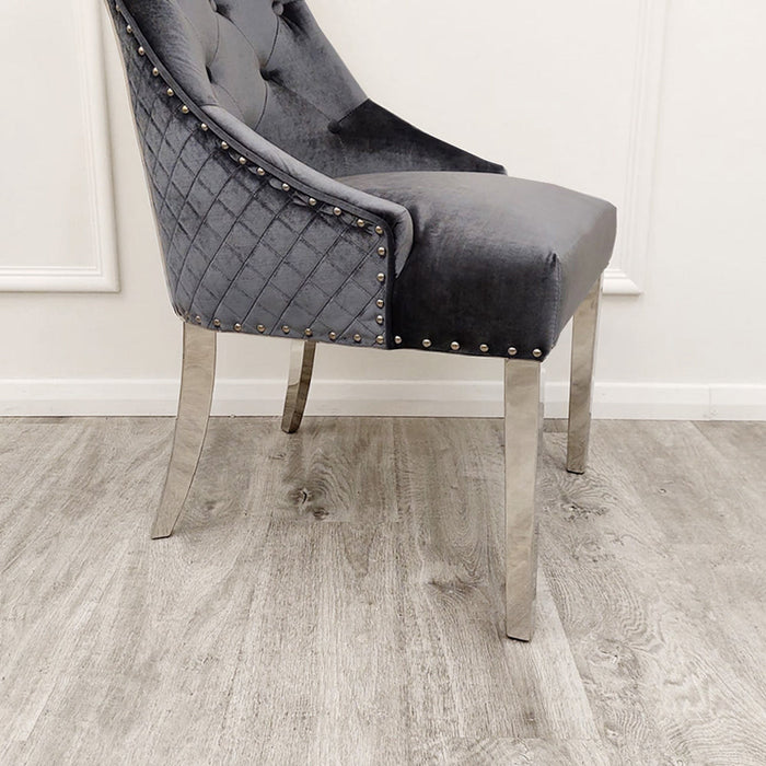 Bentley Dining Chair ALL COLOURS with Lion Knocker & Quilted Back