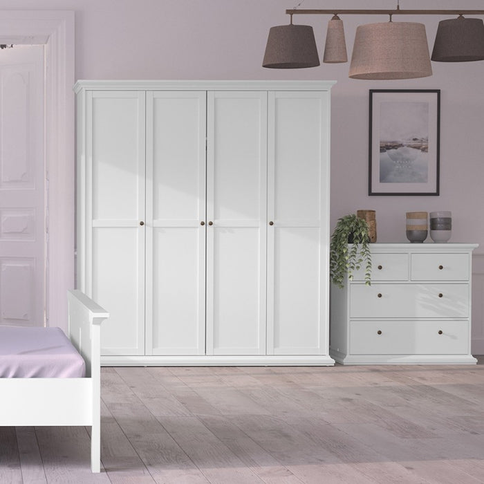 Paris Wardrobe with 4 Doors and 2 Drawers in Matt Grey