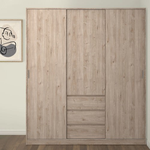 Naia Wardrobe with 2 sliding doors + 1 door + 3 drawers