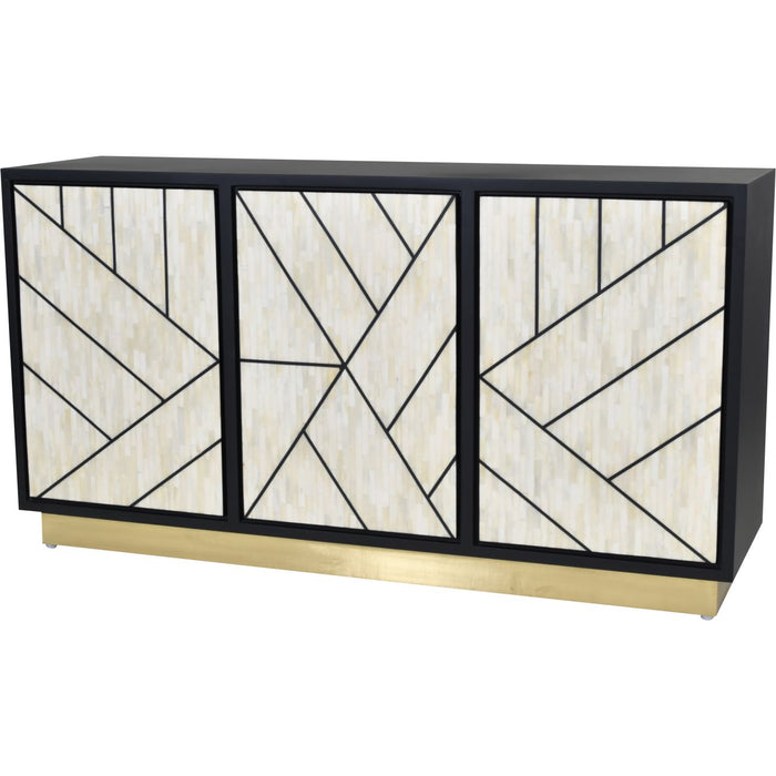 Credenza Abstract 3 Door Cabinet with Bone Inlay