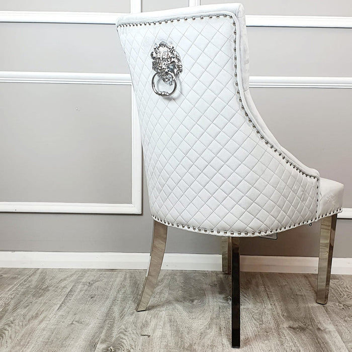 Bentley Dining Chair ALL COLOURS with Lion Knocker & Quilted Back