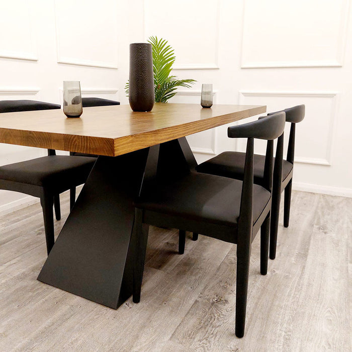 Axel 1.8 Dining Table Solid wood top with Matt Black Metal Legs