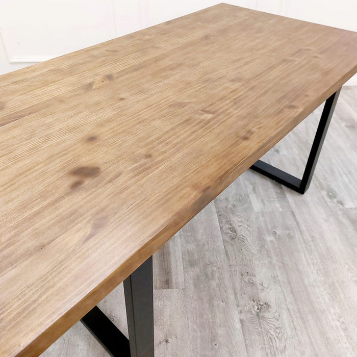 Freya 1.8 Dining Table Solid Dark Pine wood with Matt Black Metal Leg