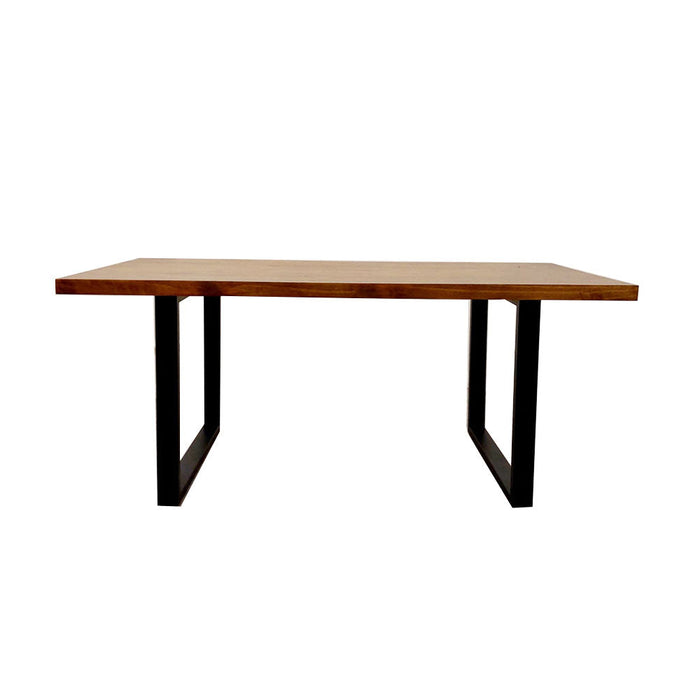 Freya 1.8 Dining Table Solid Dark Pine wood with Matt Black Metal Leg