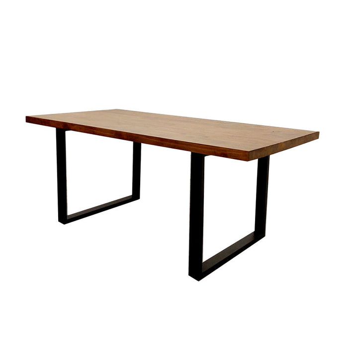 Freya 1.8 Dining Table Solid Dark Pine wood with Matt Black Metal Leg