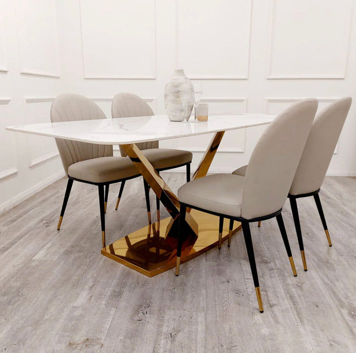 Valeo Gold 1.8 Dining Table with Polar White Sintered Stone Top