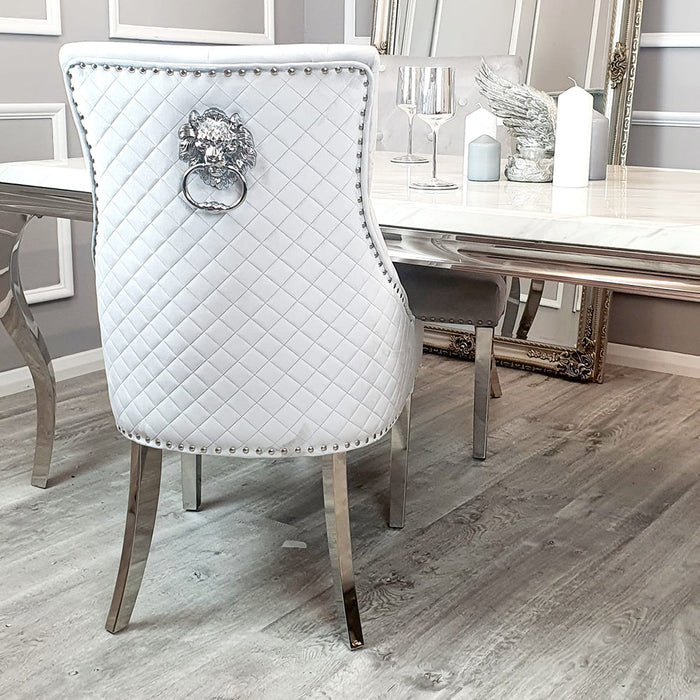 Bentley Dining Chair ALL COLOURS with Lion Knocker & Quilted Back