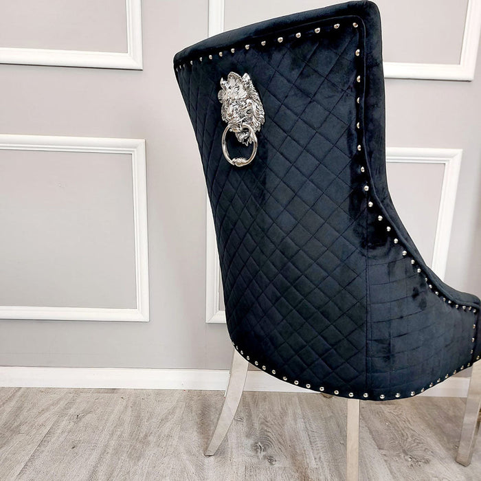 Bentley Dining Chair ALL COLOURS with Lion Knocker & Quilted Back