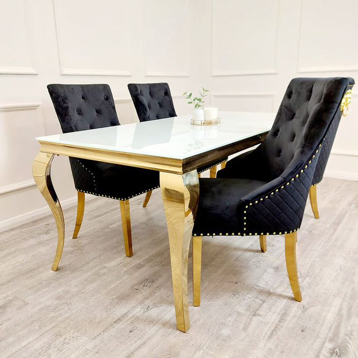 Louis Dining Table Gold with Glass Tops