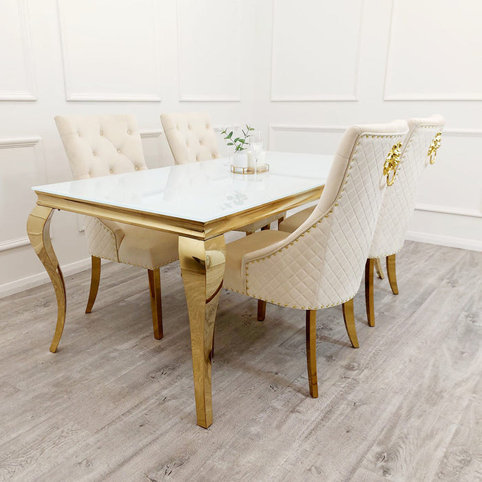 Louis Dining Table Gold with Glass Tops