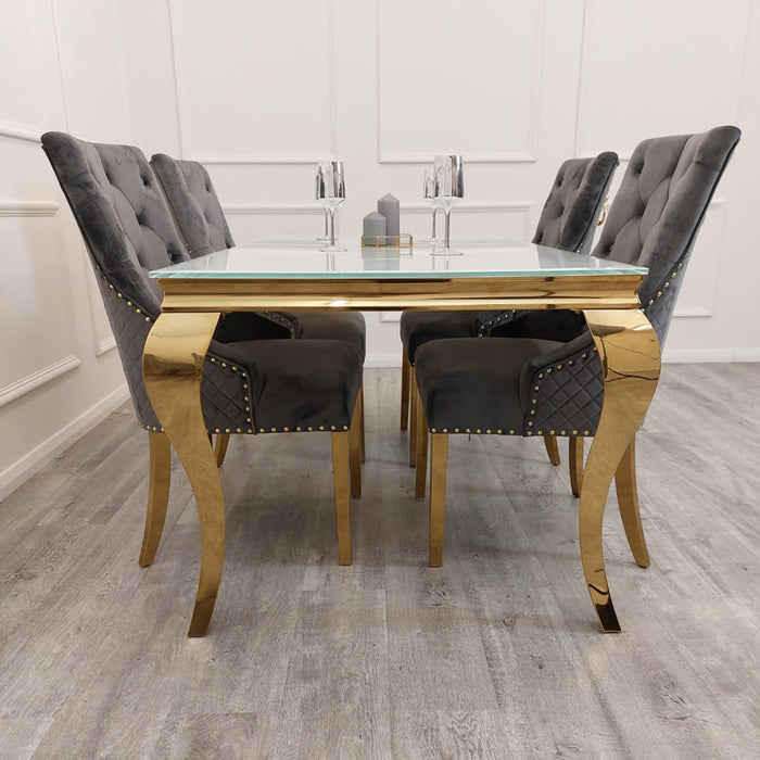 Louis Dining Table Gold with Glass Tops