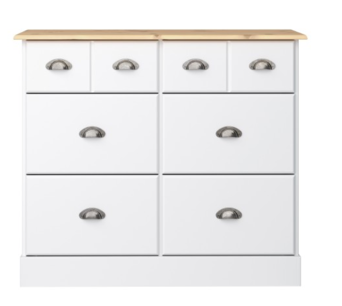 Nola 4+2 Wide Chest White & Pine