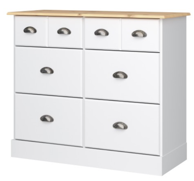 Nola 4+2 Wide Chest White & Pine