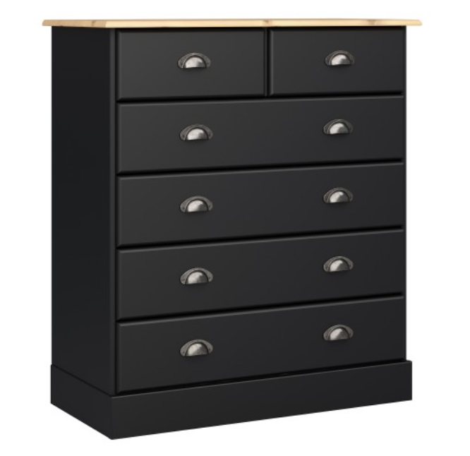 Nola 4+2 Drawer Chest Black & Pine