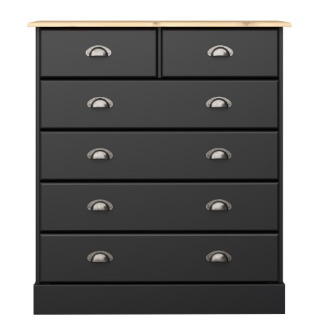 Nola 4+2 Drawer Chest Black & Pine