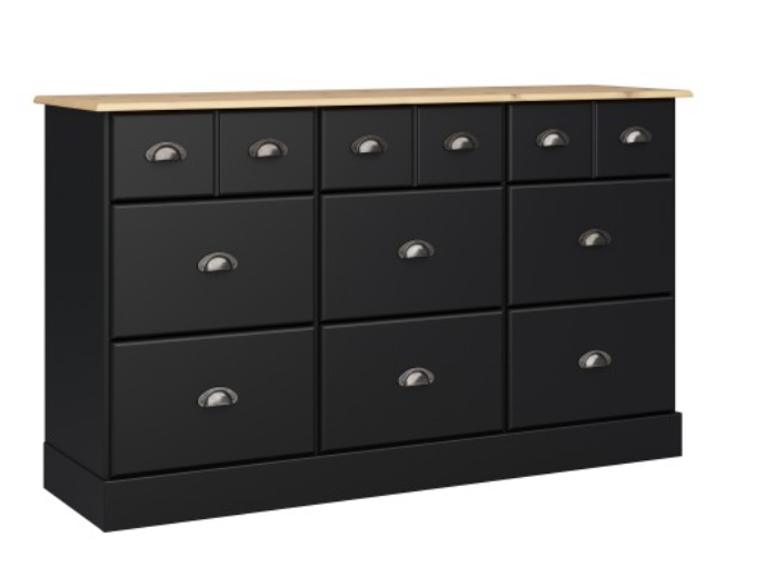 Nola 6+3 Drawer Chest Black & Pine