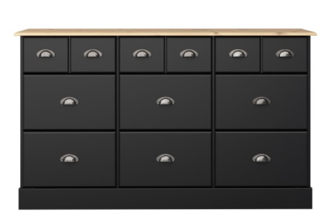 Nola 6+3 Drawer Chest Black & Pine