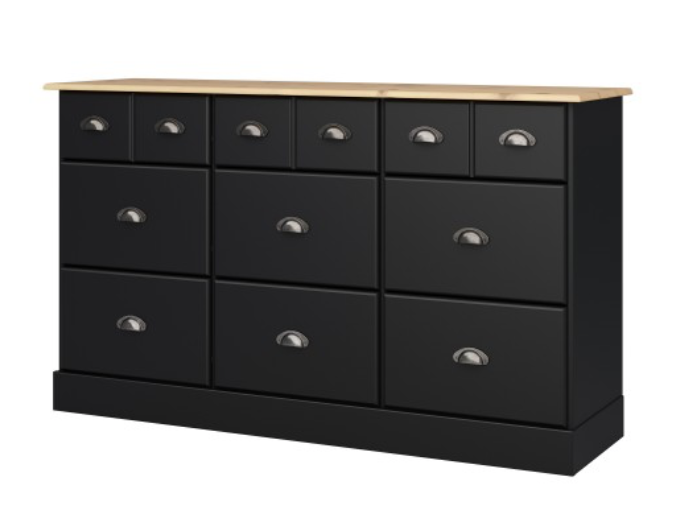 Nola 6+3 Drawer Chest Black & Pine