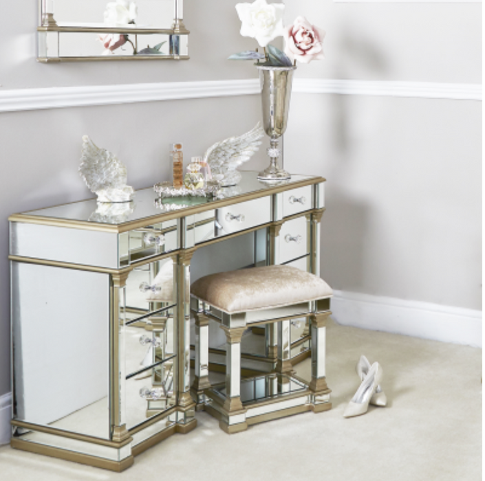 Apollo Champagne Mirrored 9 Drawer Dressing Table