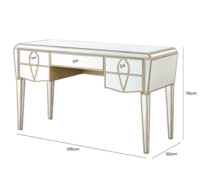 Pristina Mirror Champagne 3 Drawer Dressing Table