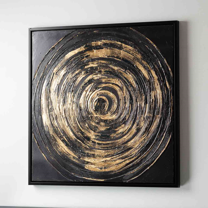 Dark Grey and Gold Framed Abstract Canvas Wall Art