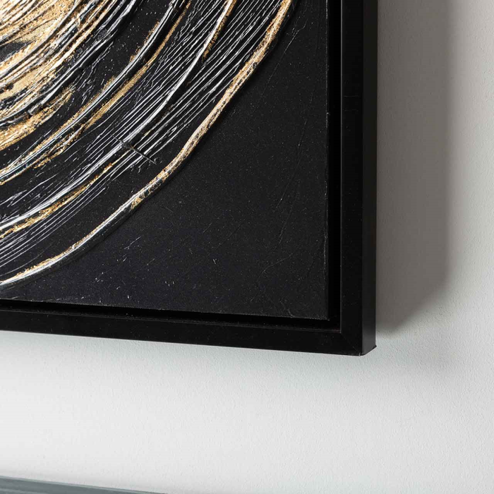 Dark Grey and Gold Framed Abstract Canvas Wall Art