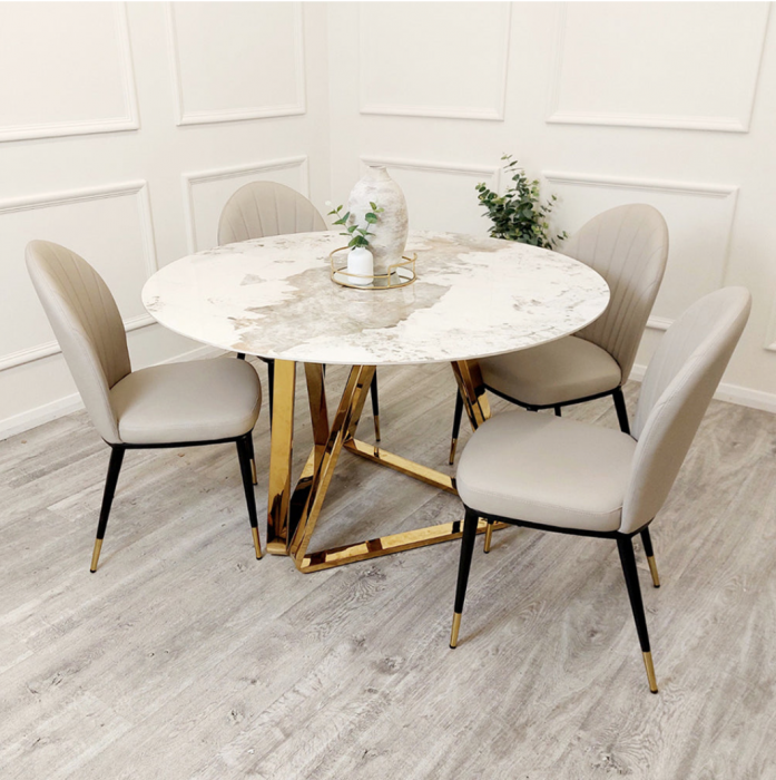 Nero Gold 1.3 Round Dining Table with Sintered Stone Top