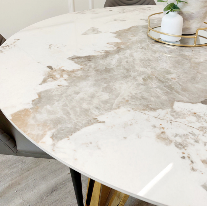 Nero Gold 1.3 Round Dining Table with Sintered Stone Top